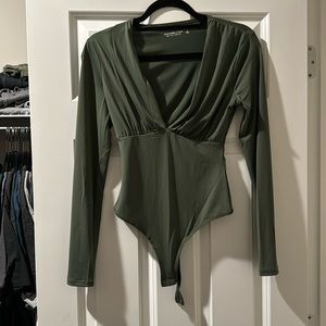 Abercrombie green long sleeve body suit